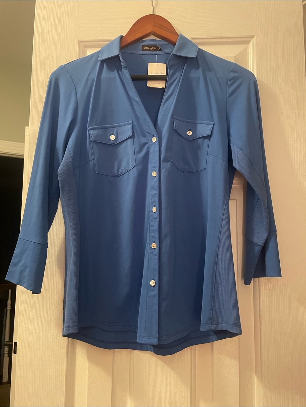 J McLaughlin NWT Blue Button-Front Blouse